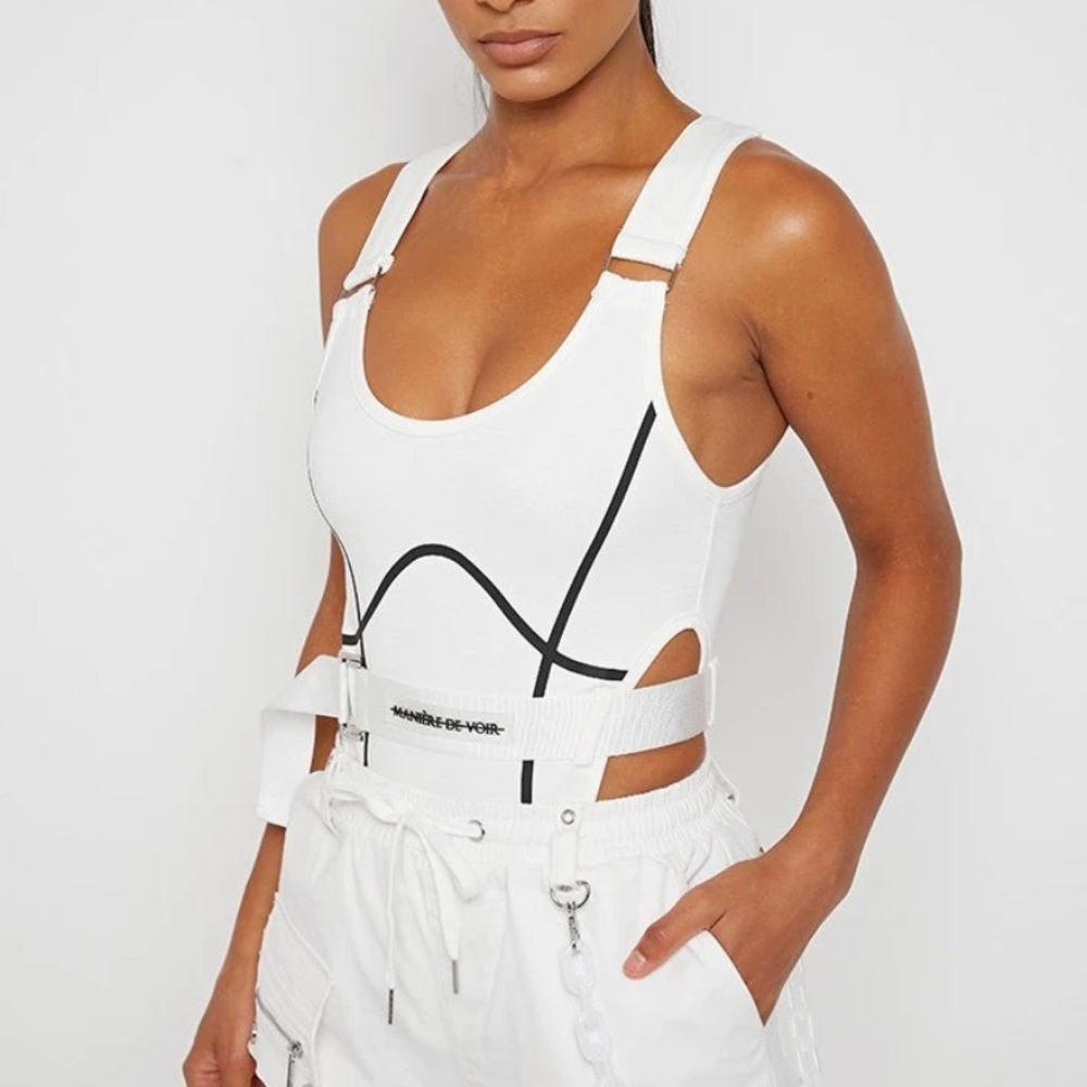 3/$30 NWT maniere de voir high cut bodysuit with belt never worn perfect